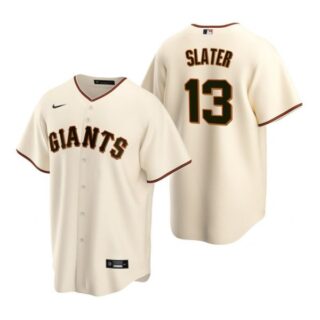 Men's #13 Austin Slater San Francisco Giants Cool Base Jersey Cream