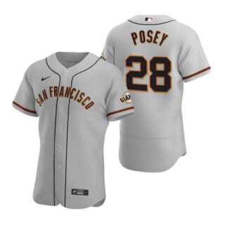 Men's #28 Buster Posey San Francisco Giants Flex Base Jersey Gray