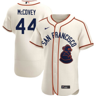 Men's Flex Base Willie McCovey San Francisco Giants Sea Lions Throwback 1946 Home Cream Stitched Jersey