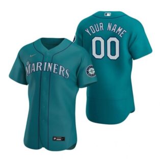 Men's Custom Seattle Mariners Flex Base Jersey Aqua Aqua