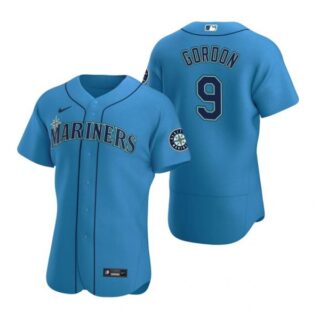 Men's Dee Gordon Seattle Mariners Flex Base Jersey Black Holographic Royal