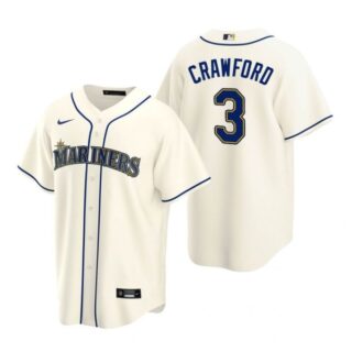 Men's J.P. Crawford Seattle Mariners Cool Base Jersey Aqua Cream
