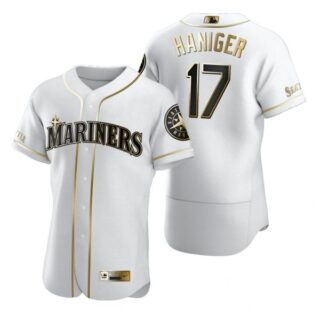 Men's Mitch Haniger Seattle Mariners Flex Base Jersey Aqua White Golden