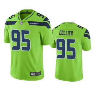 Men's #95 L.J. Collier Seattle Seahawks Neon Green Color Rush Limited Jersey Stitched
