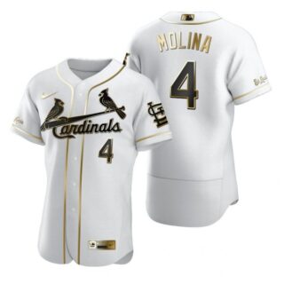 Men's Yadier Molina St. Louis Cardinals Flex Base Jersey White Golden White Golden
