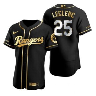 Men's Jose Leclerc Texas Rangers Flex Base Jersey Light Blue Black Golden