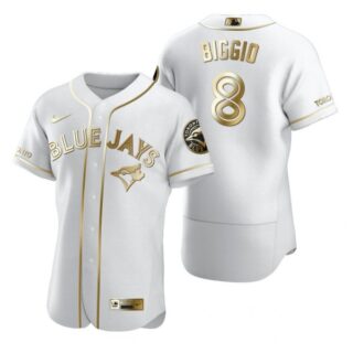 Men's Cavan Biggio Toronto Blue Jays Flex Base Jersey Gray White Golden