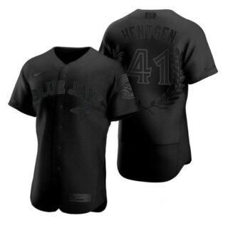 Men's Pat Hentgen Toronto Blue Jays Flex Base Jersey Black Awards Black Award