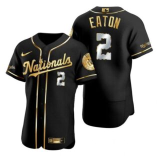 Men's Adam Eaton Washington Nationals Flex Base Jersey Black Golden Black Golden