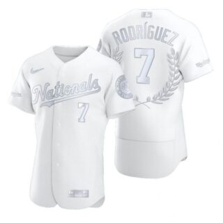 Men's Ivan Rodriguez Washington Nationals Flex Base Jersey Black Award White Award