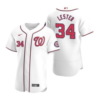 Men's Jon Lester Washington Nationals Flex Base Jersey Red White Home