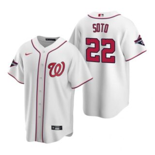 Men's Juan Soto Washington Nationals Cool Base Jersey Red World Series Champions White WS