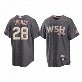 Men's Cool Base Lane Thomas Washington Nationals Gray 2022 City Connect Cherry Blossom Jersey