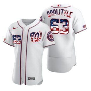 Men's Sean Doolittle Washington Nationals Flex Base Jersey Black Golden White Stars