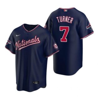 Men's Trea Turner Washington Nationals Cool Base Jersey Navy World Series Champions Navy WS