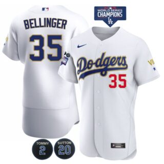 Men's Los Angeles Dodgers Cody Bellinge Jersey World Series Champions Special Edition White Gold