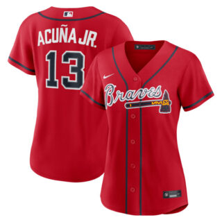Women's Ronald Acuna Jr. Atlanta Braves #13 Alternate Jersey - Red
