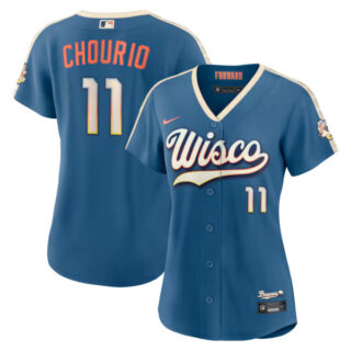 Women's Jackson Chourio Milwaukee Brewers #11 2026 City Connect Stadium Jersey - Mineral Blue