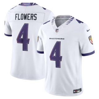 Zay Flowers Baltimore Ravens #4 Vapor F.U.S.E. Stitched Limited Jersey - White