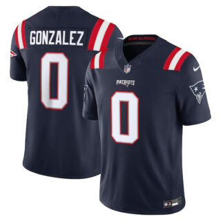 Christian Gonzalez New England Patriots #0 Vapor F.U.S.E. Stitched Limited Jersey - Navy