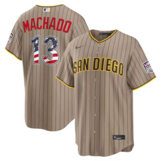 Manny Machado San Diego Padres #13 USA 250 Fourth of July Alternate Stadium Jersey - Sand