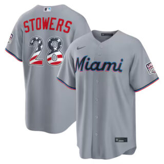 Kyle Stowers Miami Marlins #28 USA 250 Fourth of July Road Stadium Jersey - Gray