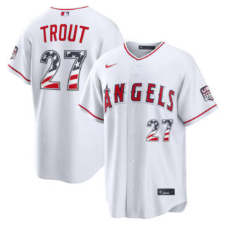 Mike Trout Los Angeles Angels #27 USA 250 Fourth of July Home Stadium Jersey - White