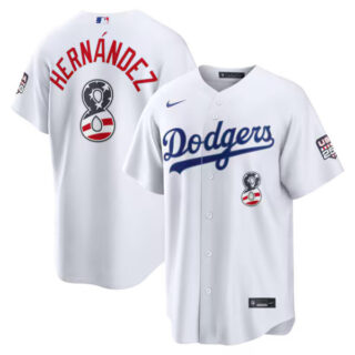 Fourth of July Los Angeles Dodgers #8 Enrique Hernandez White USA 250 Stadium Jersey