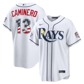 2026 All-Star Edition Stars & Stripes Tampa Bay Rays #13 Junior Caminero White Stadium Jersey