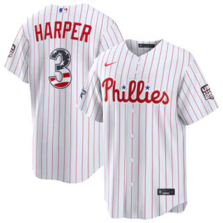 2026 All-Star Edition Stars & Stripes Philadelphia Phillies #3 Bryce Harper White Stadium Jersey