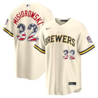 2026 All-Star Edition Stars & Stripes Milwaukee Brewers #32 Jacob Misiorowski Cream Stadium Jersey