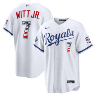 2026 All-Star Edition Stars & Stripes Kansas City Royals #7 Bobby Witt Jr. White Stadium Jersey