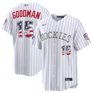 2026 All-Star Edition Stars & Stripes Colorado Rockies #15 Hunter Goodman White Stadium Jersey