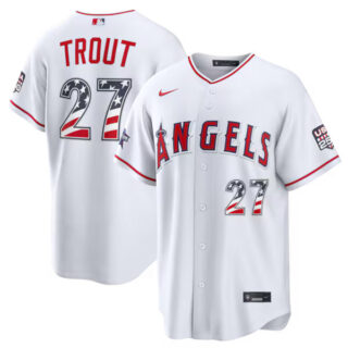 2026 All-Star Edition Stars & Stripes Los Angeles Angels #27 Mike Trout White Stadium Jersey