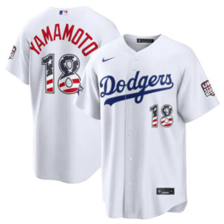 2026 All-Star Edition Stars & Stripes Los Angeles Dodgers #18 Yoshinobu Yamamoto White Stadium Jersey