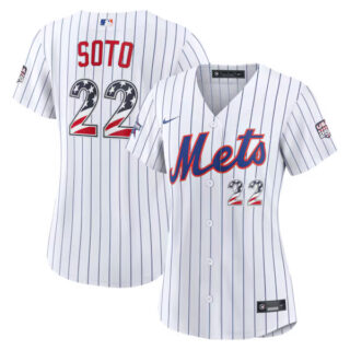 2026 All-Star Edition Stars & Stripes Women's New York Mets #22 Juan Soto White Stadium Jersey
