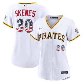 2026 All-Star Edition Stars & Stripes Women's Pittsburgh Pirates #30 Paul Skenes White Stadium Jersey