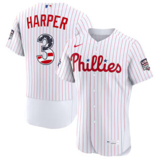 2026 All-Star Edition Stars & Stripes Philadelphia Phillies #3 Bryce Harper White Authentic Jersey