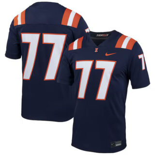 Men's #77 Illinois Fighting Illini Untouchable Football Jersey C Navy