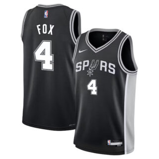 Youth De'Aaron Fox San Antonio Spurs #4 Swingman Jersey - Icon Edition - Black