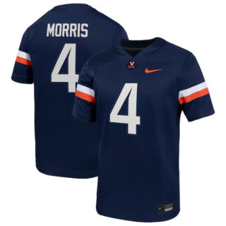 Men's Chandler Morris Virginia Cavaliers Home Men's NIL Football Game Jersey - Navy