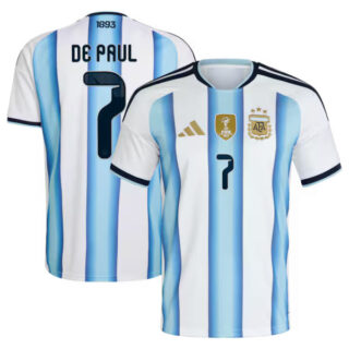 Men's Rodrigo De Paul Argentina National Team #7 adidas 2026 Home Jersey - White