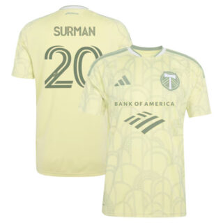 Men's Finn Surman Portland Timbers #3 adidas 2026 Civic Stadium Kit Jersey - Yellow