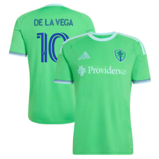 Men's Pedro de la Vega Seattle Sounders FC #10 adidas 2026 The Evergreen State Kit Jersey - Rave Green