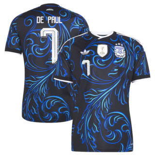 Men's Rodrigo De Paul Argentina National Team #7 adidas 2026 Away Jersey - Black
