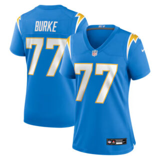 Women's Travis Burke Los Angeles Chargers #77 Team Game Jersey - Powder Blue