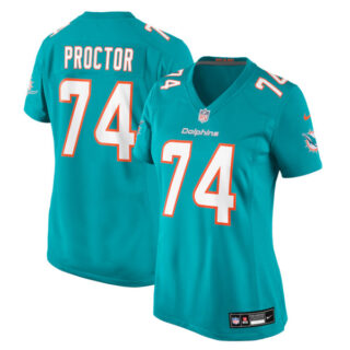 Women's Kadyn Proctor Miami Dolphins #74 Team Game Jersey - Aqua