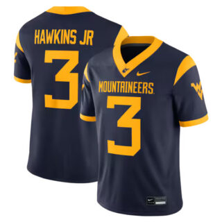 Men's Michael Hawkins Jr. #3 West Virginia Mountaineers Game Football Jersey - Navy