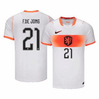 F.DE JONG #21 Netherlands Away Soccer Jersey World Cup 2026 White