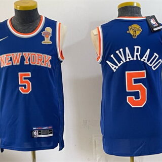 Men's New Yok Knicks #5 Jose Alvarado Blue 2026 Finals Patch & Finals Champions Patch Stitched Jersey
